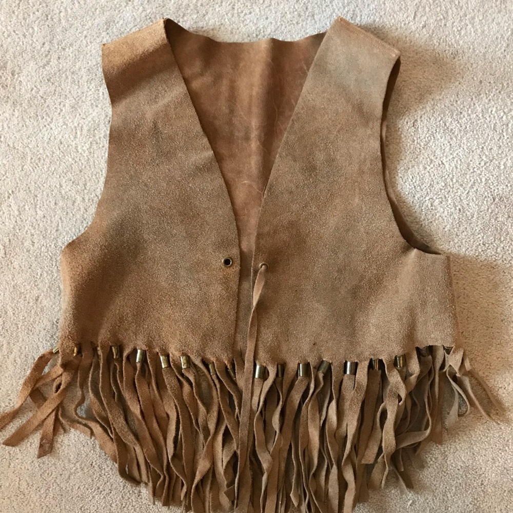 Reversible leather fringe vest